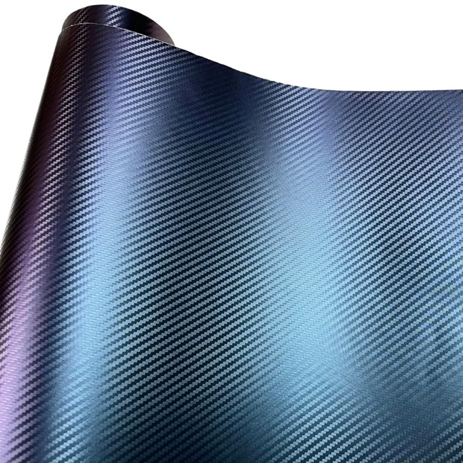 Autofolie Hochwertige Blaue bis Violette Chamäleon-Carbonfaser-Vinylfolienrolle(Blue to Purple,30CM X 152CM)