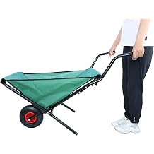 Collapsible Wheelbarrow, 176 lbs Folding Garden Cart with 10" Pneumatic Tire, Heavy Duty Foldable Yard Cart for Lawn, Leaf, Soil, Green