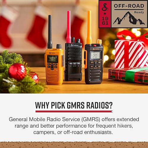 Miniatura 2 de Cobra Trailblazer 500 GMRS Radio (paquete de 2)  Diseño resistente IP54 sin pantalla, 2.5 W de largo alcance, batería de 16 horas, funda giratoria,