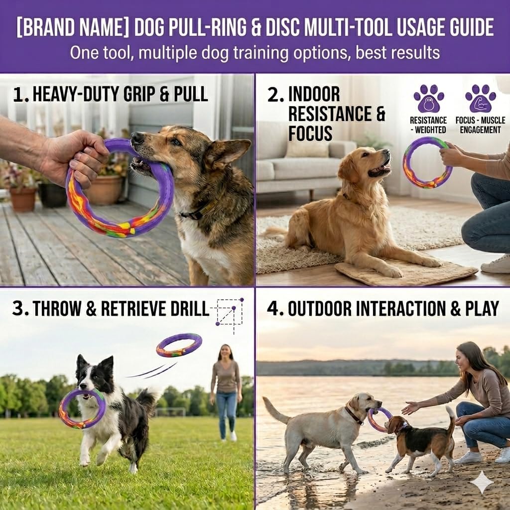 Premium EVA Foam Dog Ring Toy - Non-Toxic, Soft & Lightweight Flying Disc for Indoor & Outdoor Play, Gentle on Teeth & Gums, High-Visibility Floating Water Toy for Dog Training & Exercise (Purple)