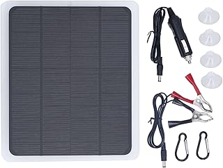 Solar Panel Kit, 20W 12V Solar Autobatterie Ladegerät Solarpanel Erhaltungsladegerät mit Krokodilklemmenadapter, Tragbares Solarpanel Notstromversorgung für Auto, Boot, Automobil, Motorrad, Wohnmobil