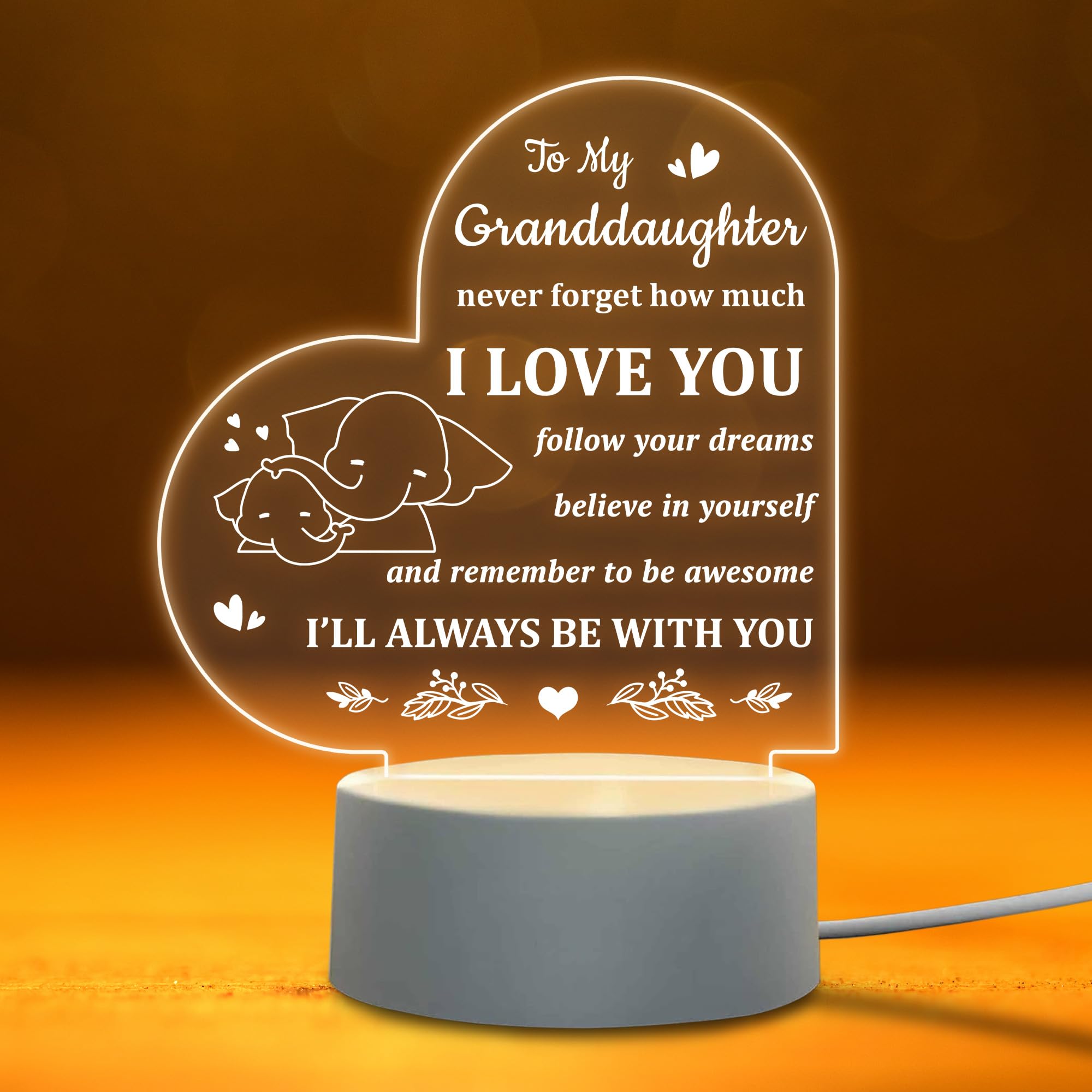 Granddaughter Gifts from Grandma - Night Light Grandma Gifts for Granddaughter on Birthday, Christmas, Graduation, Thanksgiving - Grandma and Granddaughter Led Lamp