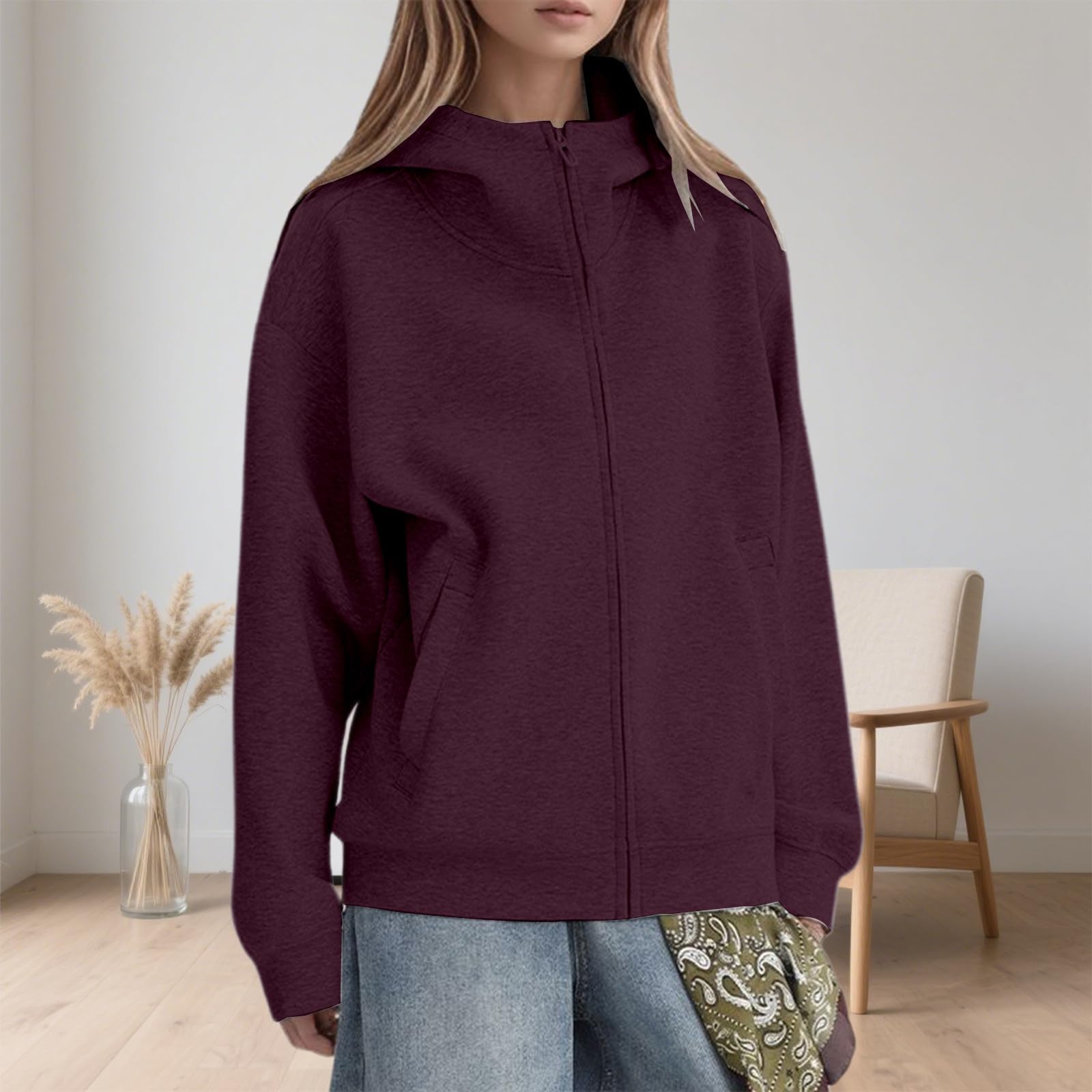 Giacca Nera Donna Giacca con Cappuccio e Cerniera Taglie Forti, Antivento, con Collo Alto, Felpa, Casual, Streetwear, Cappotto Viaggio