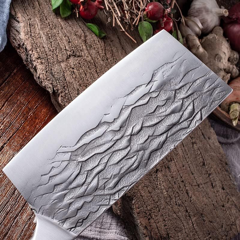 Meat cleaver, Serbian Chef Knife Multi-functional Cleaver Kitchen Camping BBQ Knife Full Tang Boning Knife Handmade Forged Butcher Knife Cleaver Knife (Color : 02)