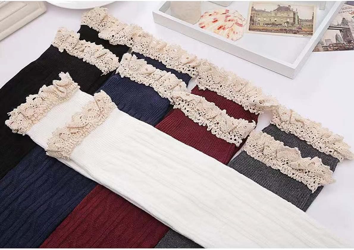 Women Extra Long Socks with Lace Trim Over Knee Thigh High Sock Knit Leg Warmers Halloween Costume Stocking Sock04 - Image 3