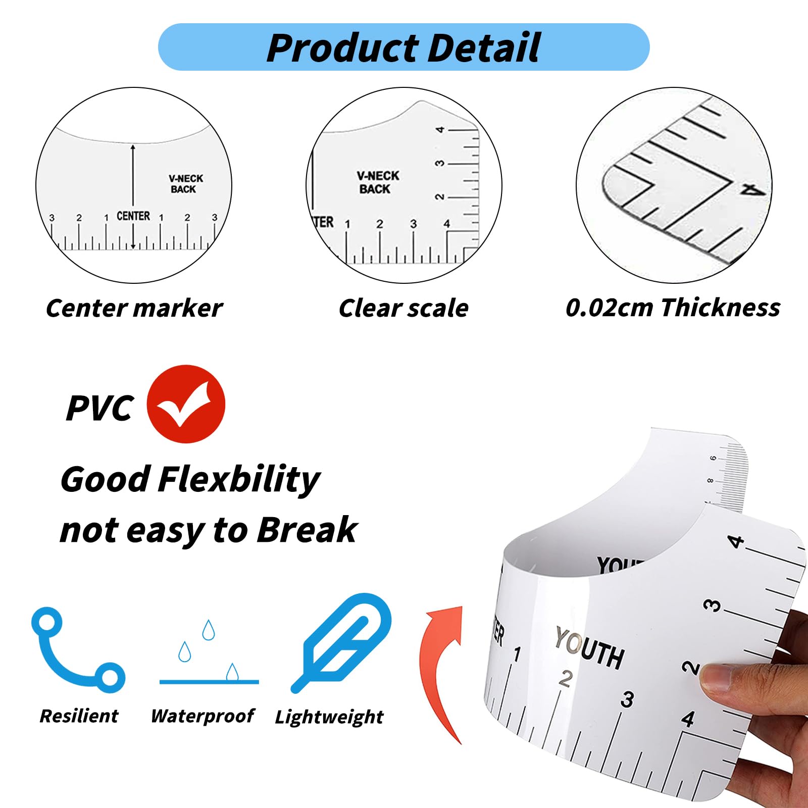 Aatpuss 9 Pièces Règle D'Alignement De T-Shirt, 8 Guides De Règle De T