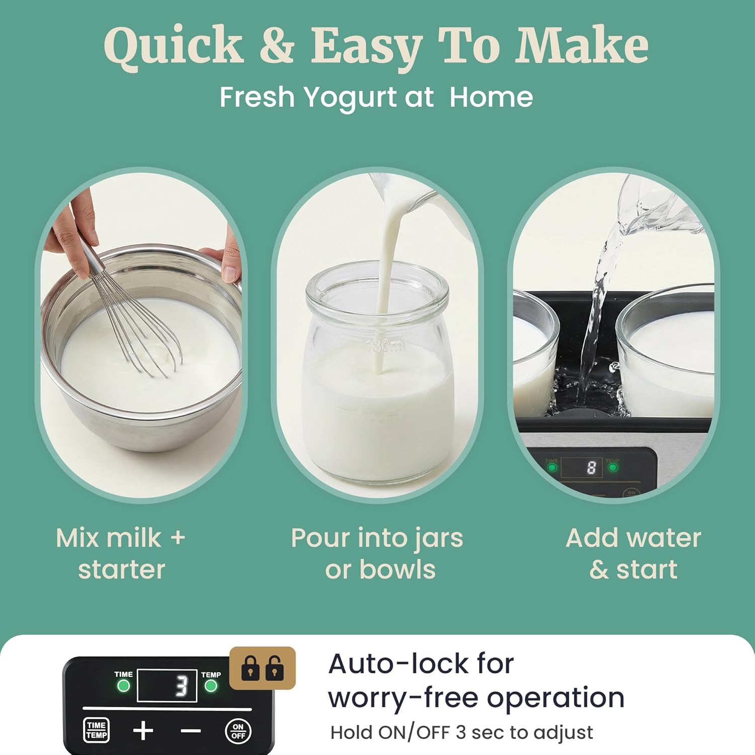 Elite Gourmet ProBioticPRO™ Digital Yogurt Maker, Programmable Temp & Time Control (68–127°F), Includes 8 Glass Jars (6 oz) + 2 Large 1-Qt Bowls, Stainless Steel, Auto Shut-Off