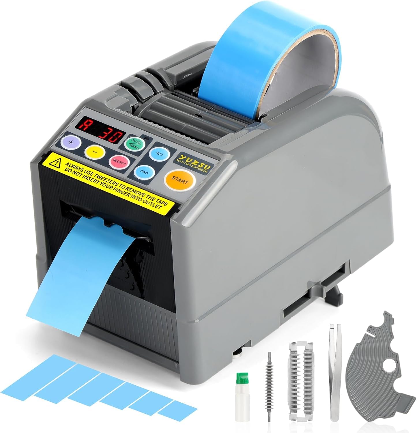 Macchina da taglio a nastro, dispenser automatico di nastro, larghezza nastro 6-60 mm, lunghezza 5-999 mm nastro trasparente/nastro biadesivo, taglierina con manuale e automatico, ideale per lavoro e