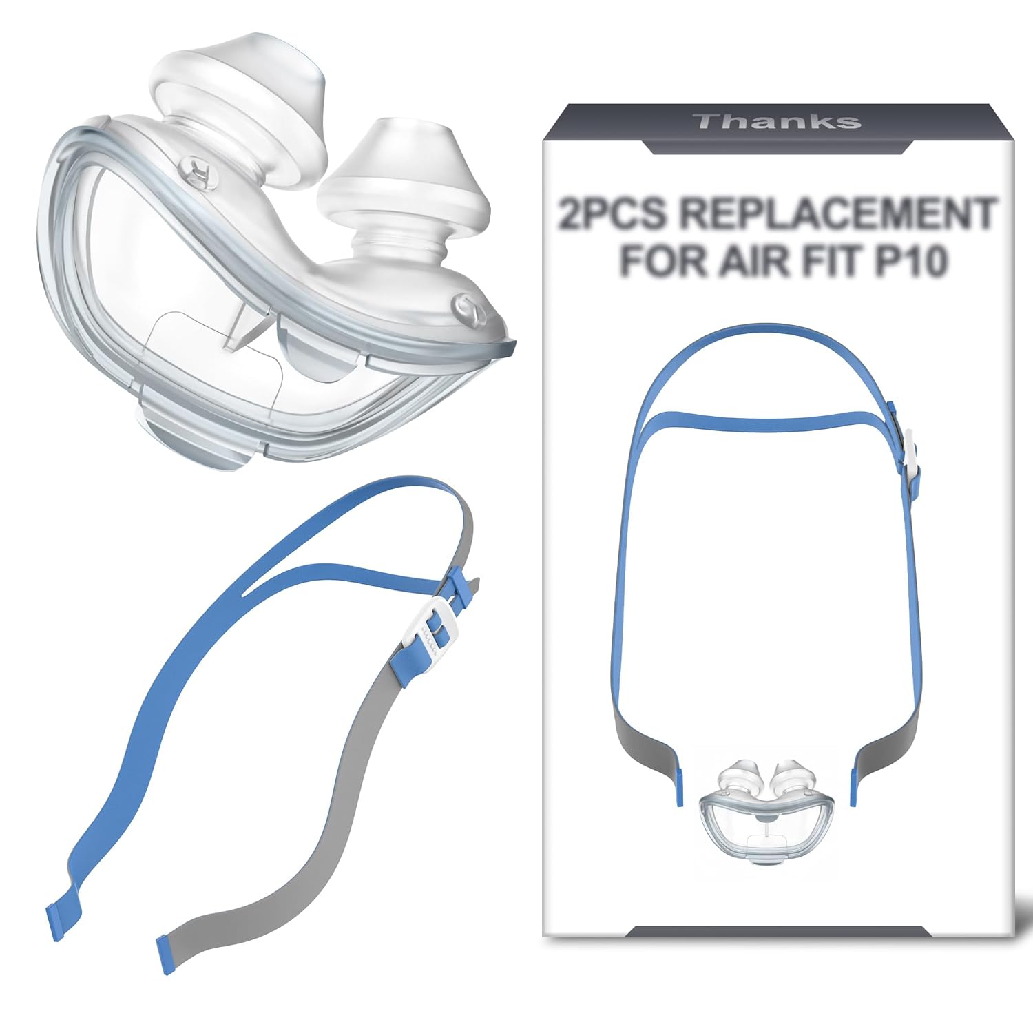 Nose Pillow with Headgear for P10 - Nasal Pillow Medium with Headgear Replacement Kit Supplies for P10 Series