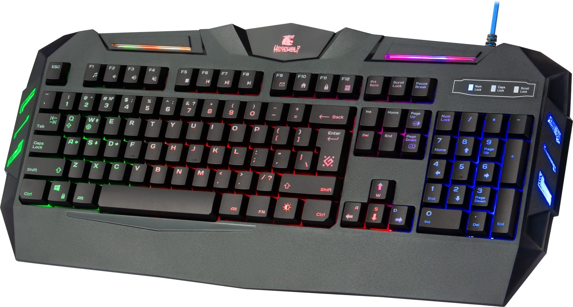 Defender Rainbow Backlit Gaming Keyboard – 104 Keys – 19 Anti Ghost Keys – Adjustable Brightness – Quick, Accurate & High Performance Ergonomic Keyboard – Equally Suitable for Windows PC or Mac