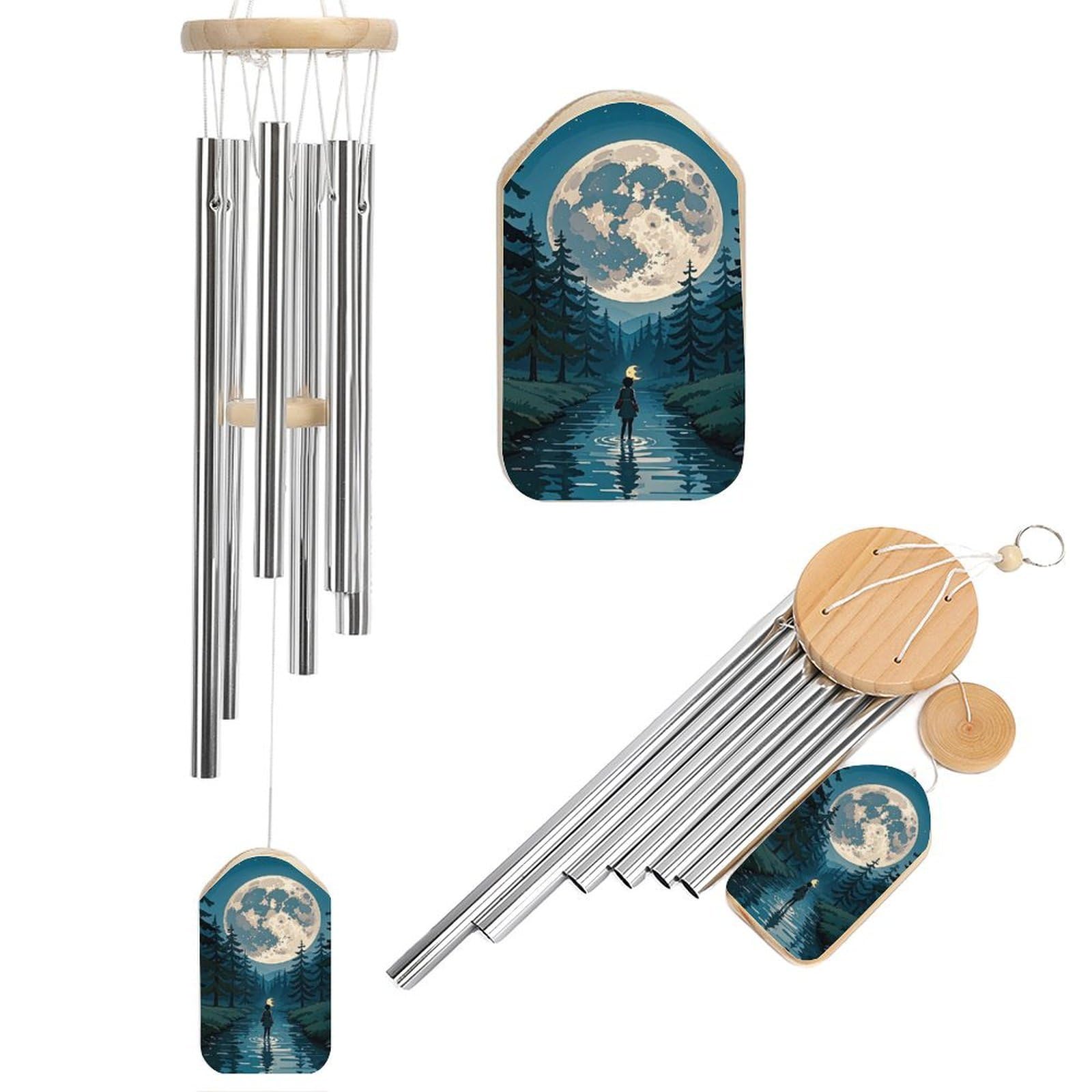 Carillon éolien en métal en forme de lune pour apaiser l'esprit et harmoniser votre terrasse