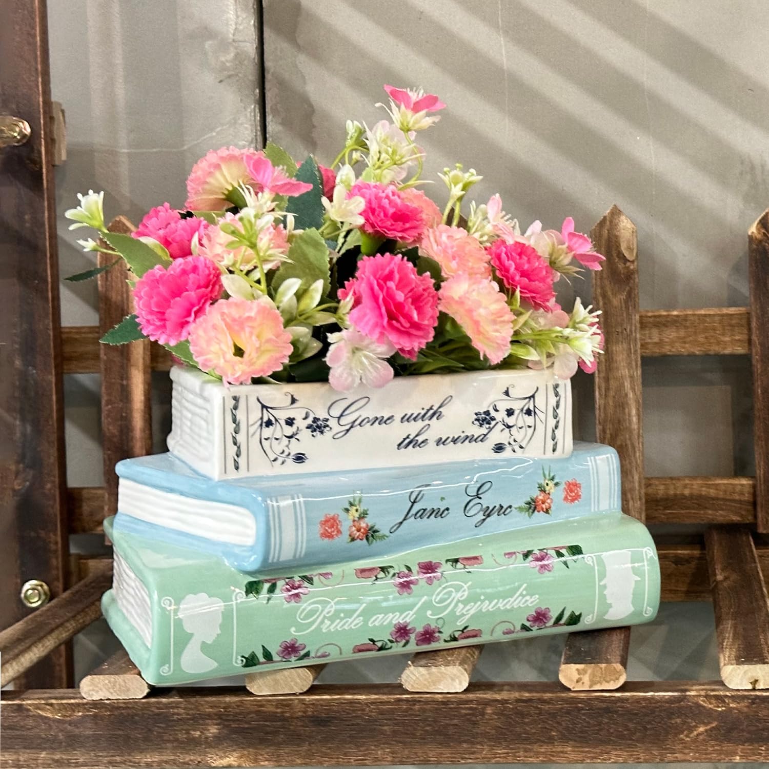 Doorzichtige boekenvaas, doorzichtige boekenvaas, doorzichtige boekenvaas for bloemen, doorzichtige boekenvaas for bloemen doorzichtig, schattig boekenplankdecor for bloemstukken en woondecoratie (Co
