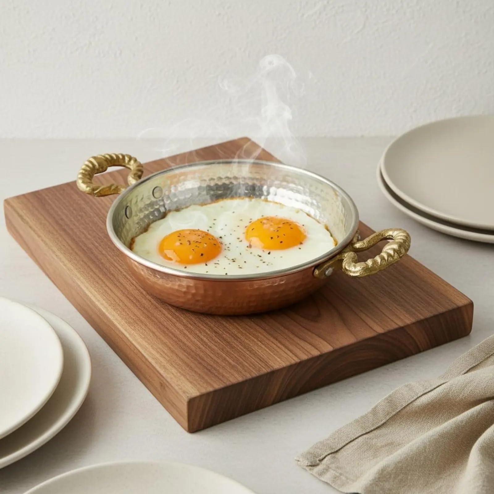 Hammered Kupfertopf Kupferpfanne, authentisches Design, gehämmerte, handgefertigte Pfanne, schnelle Wärmeleitung for Kochliebhaber(22CM)