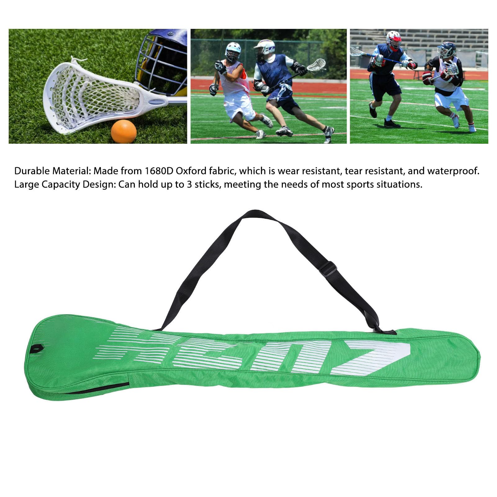 Dilwe Sac en Bâton de Crosse, avec Sangle Réglable, 3 Bâtons de Grande capacité en Tissu Oxford Sac de Rangement de Crosse pour Hockey sur Gazon, Crosse, etc.