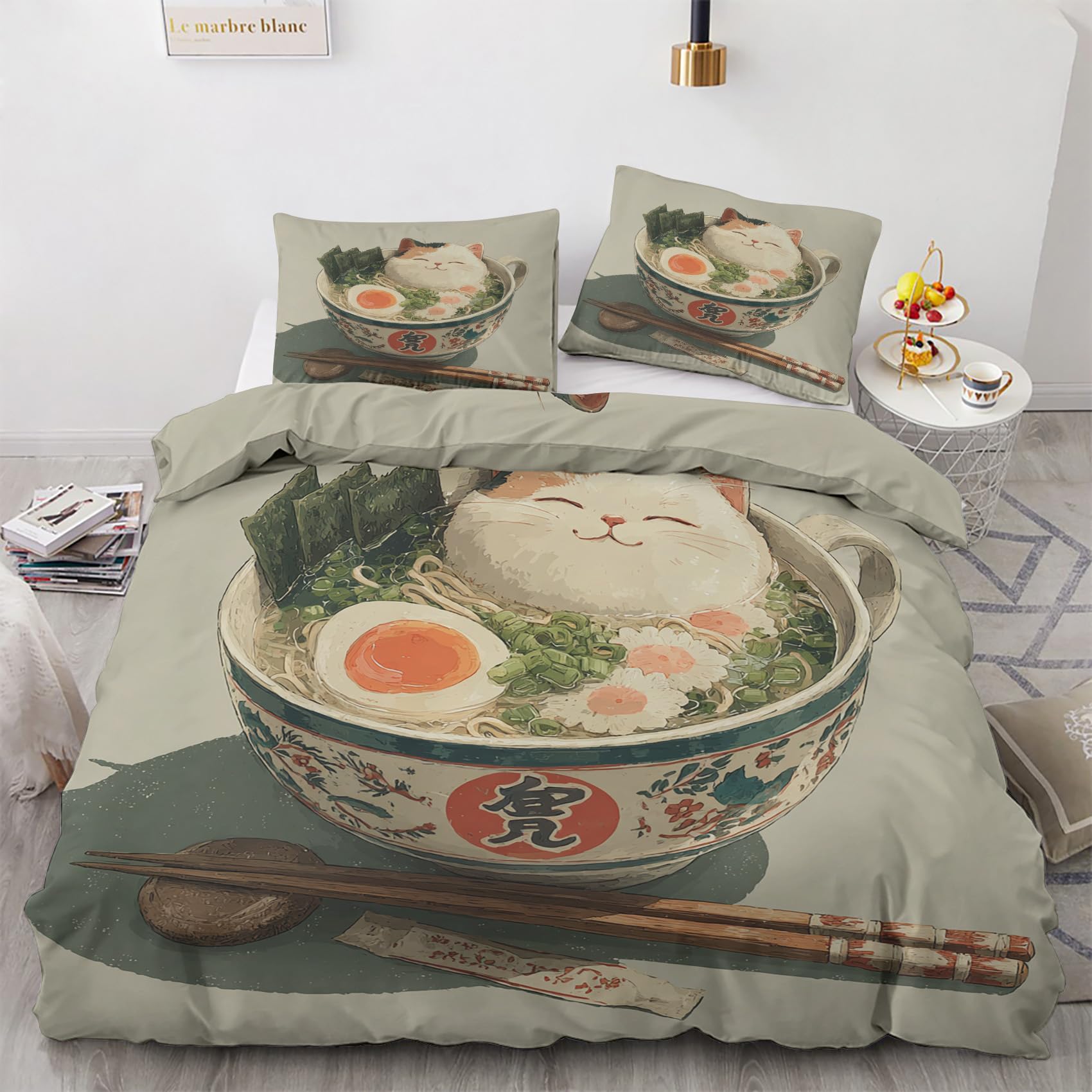 Housse de couette 90x190 chat japonais le cadeau parfait pour les fans d'anime et de manga