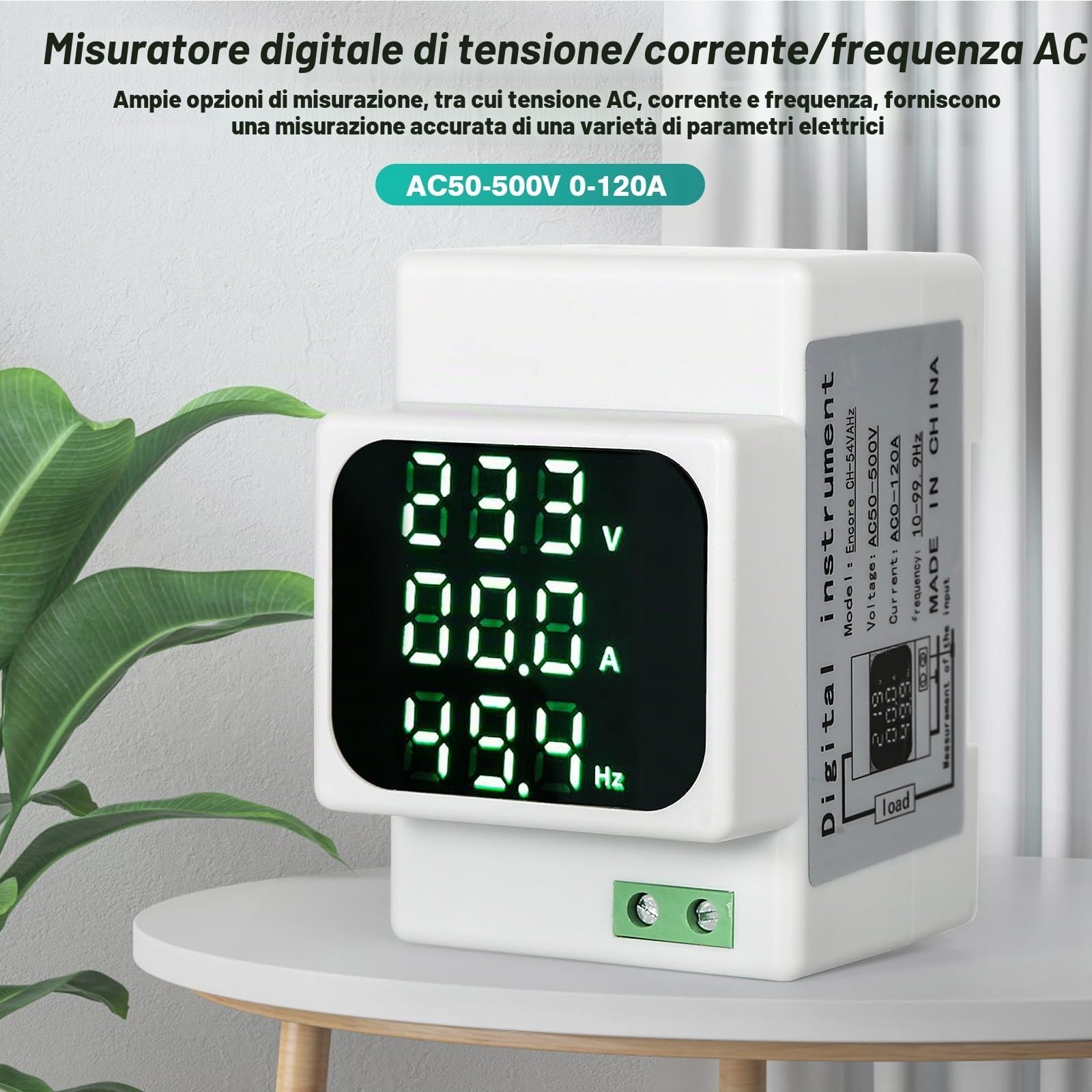 DEWIN Voltmetro Amperometro, AC50-500V Amperometro Voltmetro Digitale Misuratore di Tensione su Guida Din con Montaggio su Guida Din