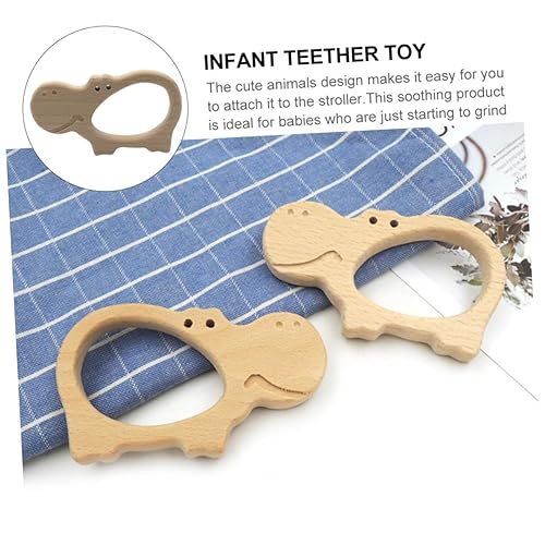 Wooden Teether Animal Shape Teeth Grinding Smooth Round Molar for Comfortable Grip Teething Relief