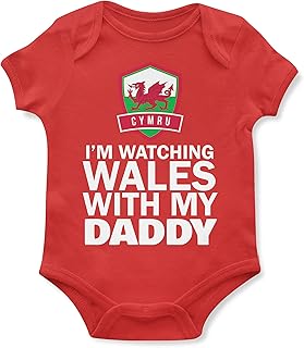 Purple Print House Baby,Clothing,Baby Boys 0-24m,Bodysuits & One-Pieces,Bodysuits Purple Print House Baby Boys Im Watching Wales with My Daddy Babygrow - Football Fathers Day European 2021 Supporters Gifts for Baby - 2020 Welsh Cymru Tournament Footy Soccer Top