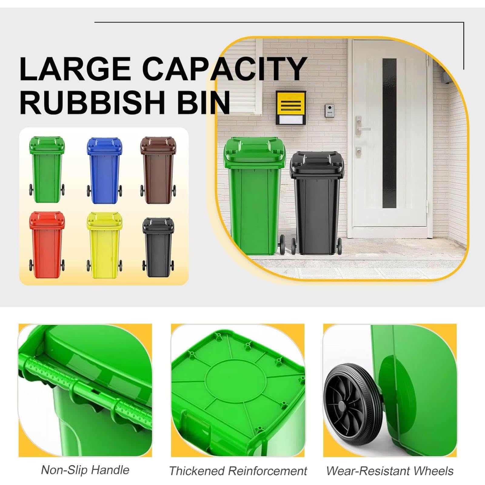 Papelera Exterior con Ruedas, Contenedor De Basura De Acero Galvanizado con Carro Interior Extraíble para Parques Y Comunidades. (Coffee 18 Gallon)