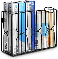 DEAYOU Kitchen Wrap Organizer Rack - Wall Mount Cabinet Door Storage for Foil, Wax Paper, Plastic Wrap, Bags & Cutting Boards, Black