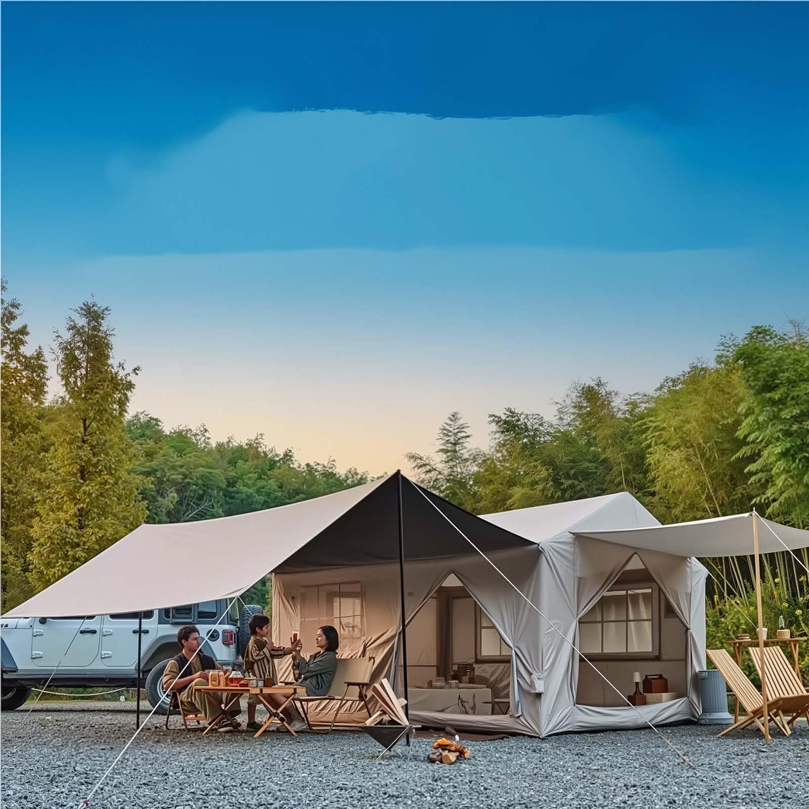 10-12 Person Large Inflatable Tent for Camping,Blow up Tents with Canopy,10 * 13ft Inflatable House Tent with Stove Jack, Easy Setup Inflatable Camping Tent,4 Season Glamping Tents