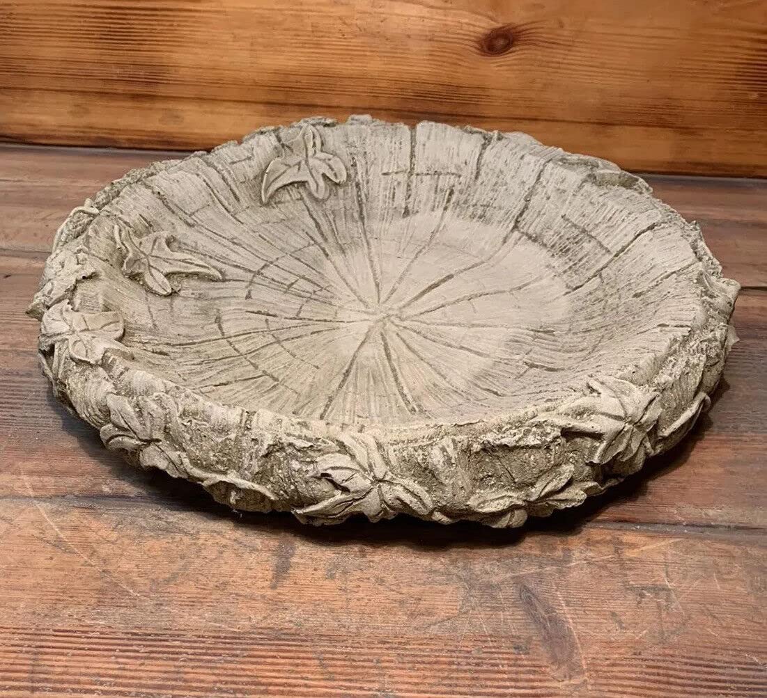 STONE GARDEN LOG BIRD BATH TOP ONLY/FEEDER/BOWL/REPLACEMENT DISH ORNAMENT