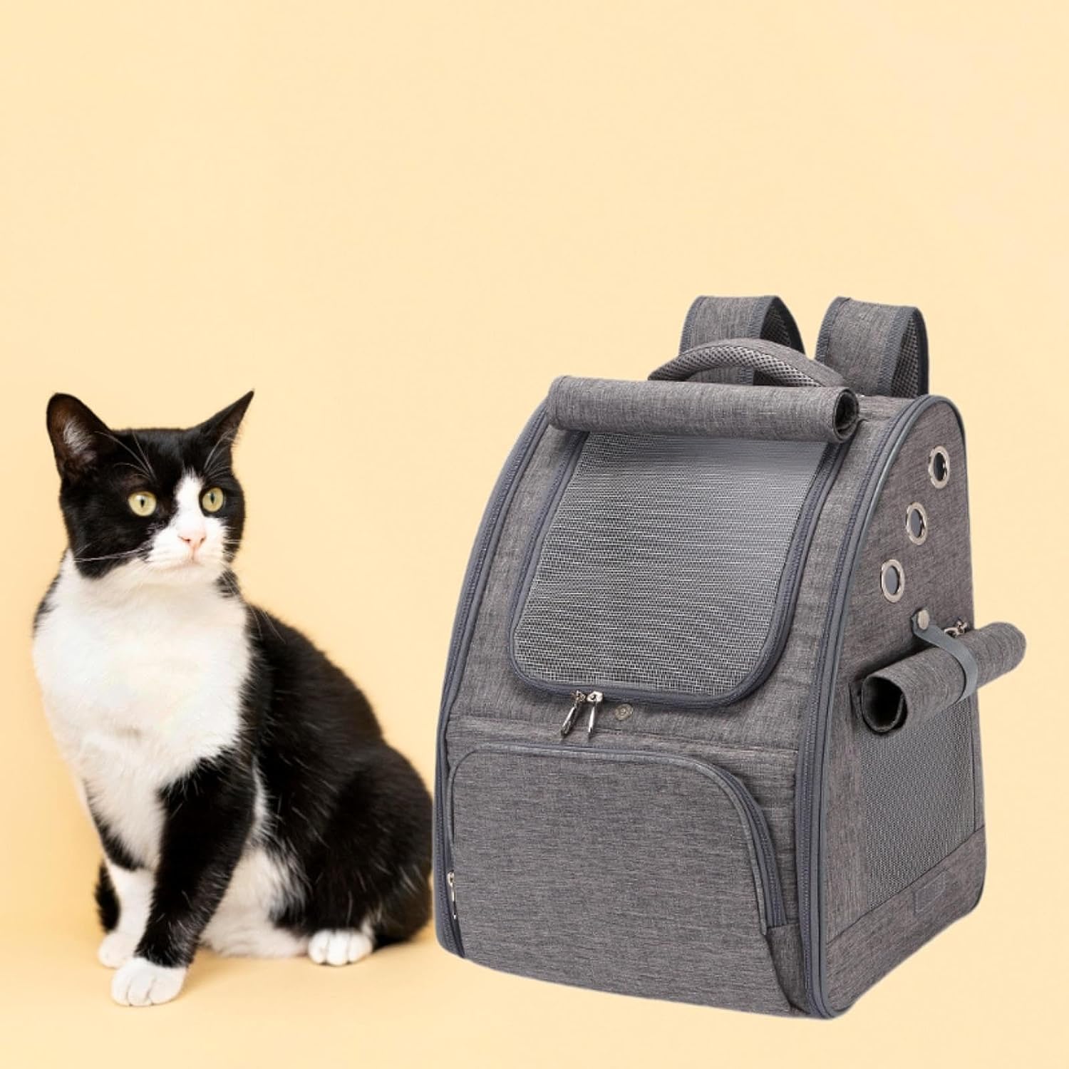 Outdoor Pet Backpack for Stylish Travel with Cat Or Dog, Gray(Gray)