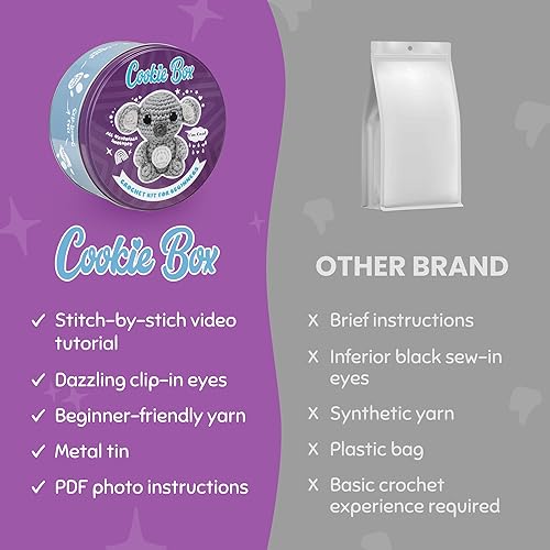 Miniatura 9 de Cookie Box Kit de ganchillo para principiantes - Aprende a tejer animales de peluche Amigurumi - Regalo - para niños (13 +) y adultos - Hilo apto