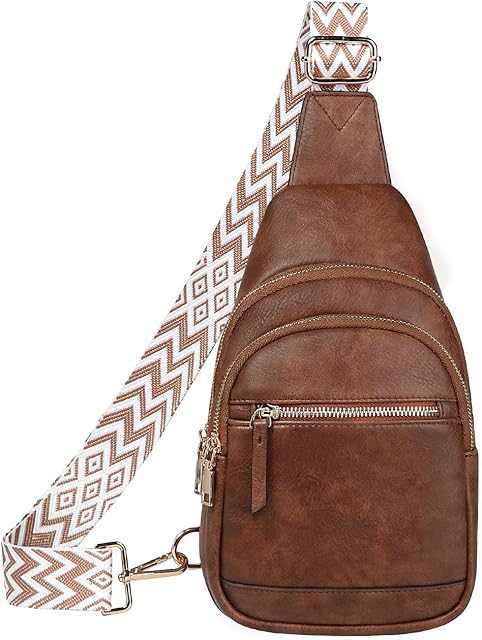 VASCHY Sling Bag for Women, Anti-theft Vegan Leather Chest Bag Lightweight Water Resistant Crossbody Rucksack for Hiking,Sport,Travel