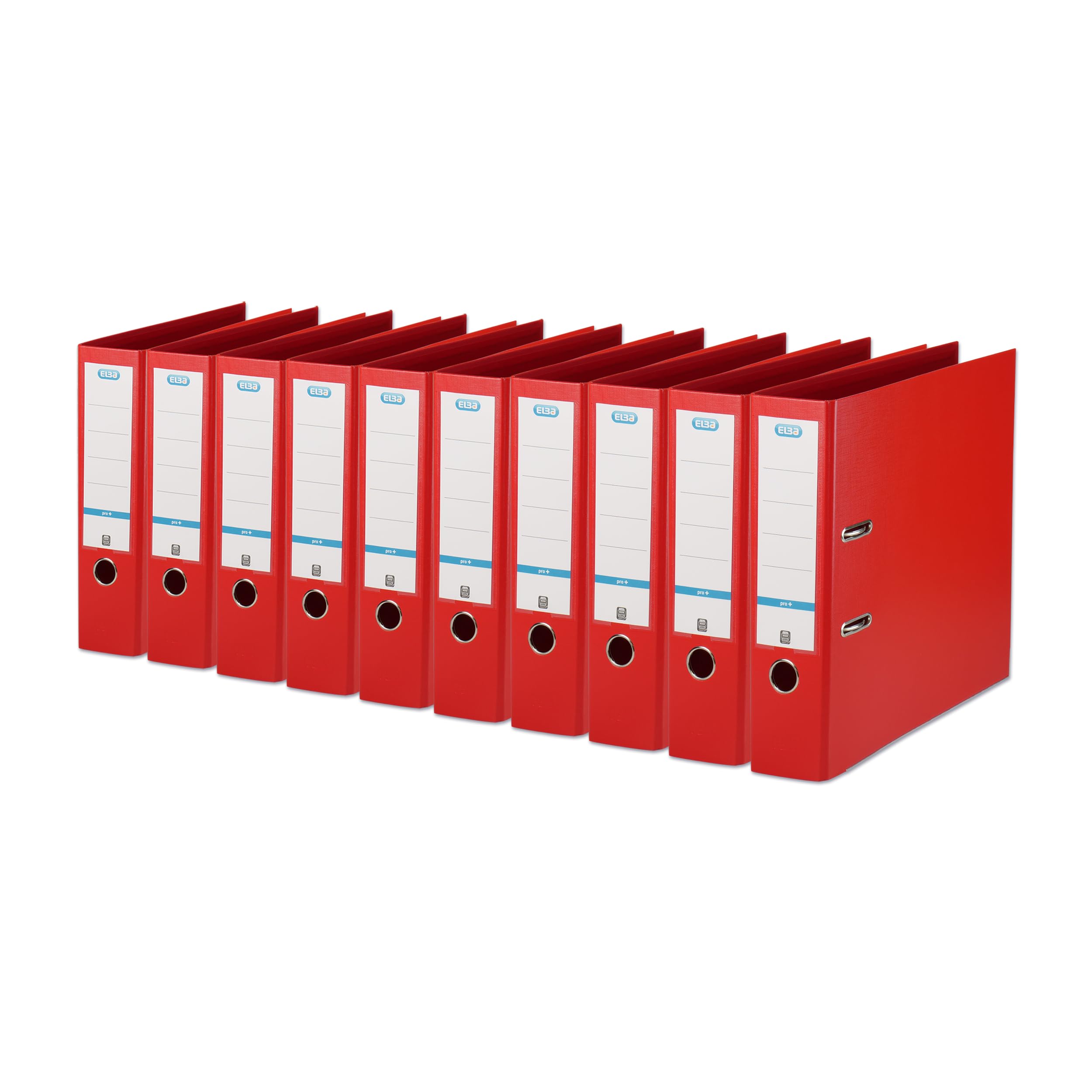 Elba Premium Akten-Ordner A4, smart Pro plus, 8 cm breit, Kunststoff Ordner, rot, 10 Stück