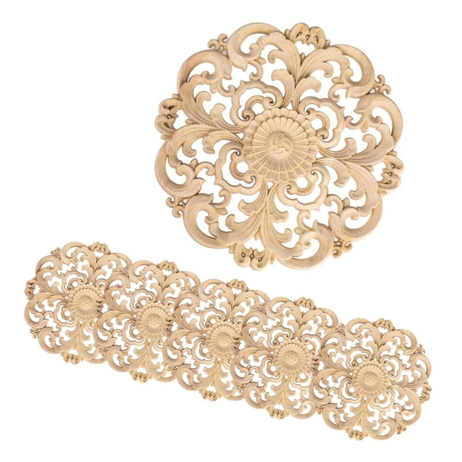 Wood Carved Applique Wooden Decorative Onlays for Furniture Hotel Decoration DIYer Enhancement Project Wood Appliques for Furniture