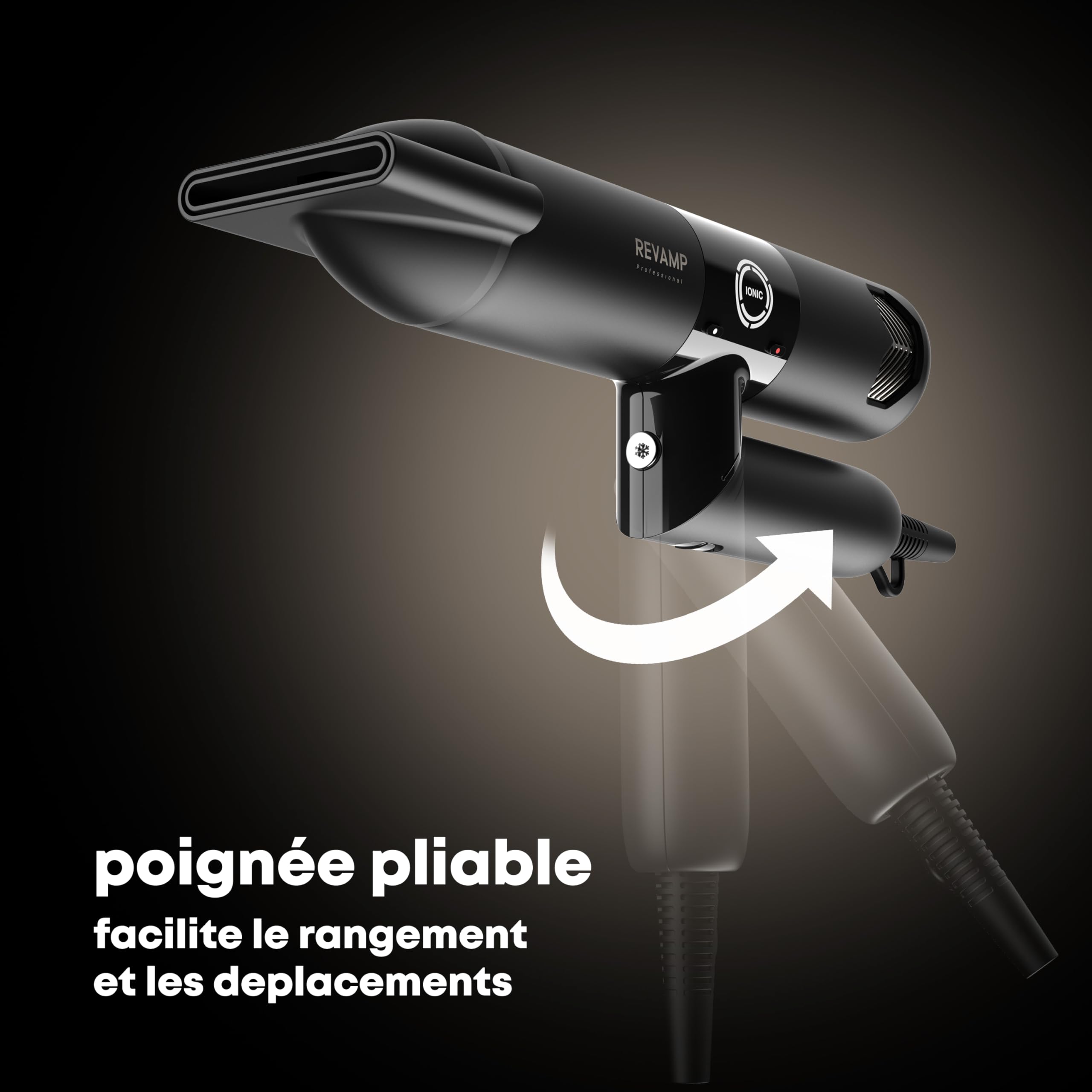 REVAMP Enigma Revelation Seche Cheveux Ionique - Moteur Digital Intelligent pour un Séchage Rapide, Sèche-Cheveux Diffuseur Boucle, Léger - 3 Accessoires Magnétiques, pour un Coiffage Professionnel