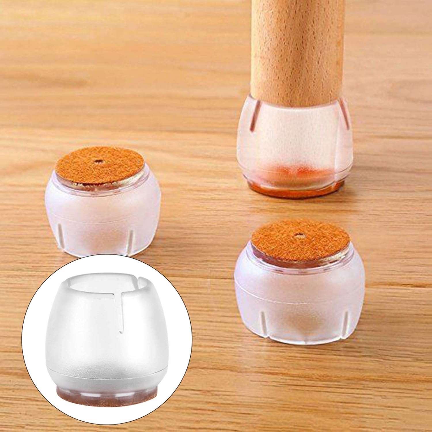 Raguso 16Pcs Transparent PVC Chair Foot Pads Furniture Leg Caps Non Slip Furniture Foot Protectors Floor Protector(M)