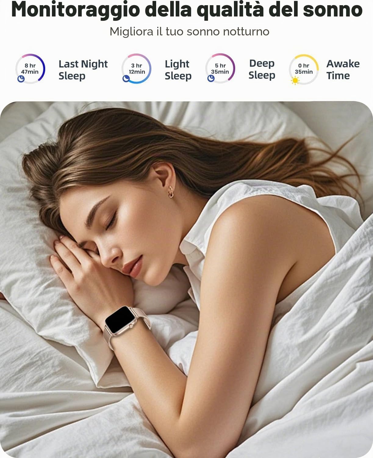 Smartwatch Donna, 1.83” Orologio Smartwatch con Chiamata Bluetooth, 100+ Sport Fitness Tracker con Frequenza Cardiaca SpO2 Sonno, IP68 Impermeabile, Smart Watch per iOS & Android, Oro Rosa