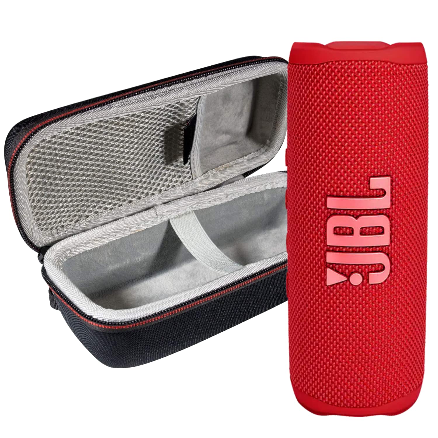 JBL Flip 6 Waterproof Portable Wireless Bluetooth Speaker Bundle with Hardshell Protective Case (Red