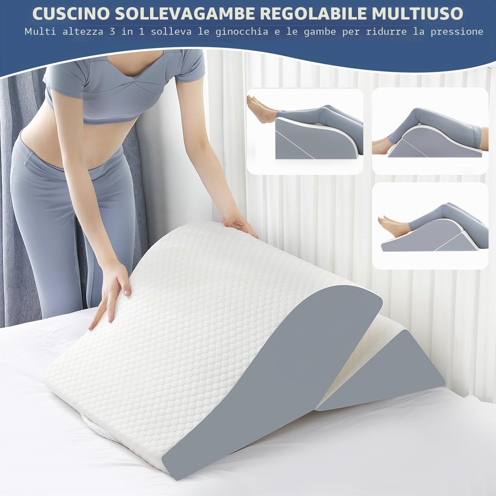 cuscini a cuneo per l'elevazione delle 2PCS per dormire, cuscino a cuneo per le gambe dopo la sostituzione del ginocchio dopo l'intervento chirurgico, cunei per le gambe per l'elevazione per