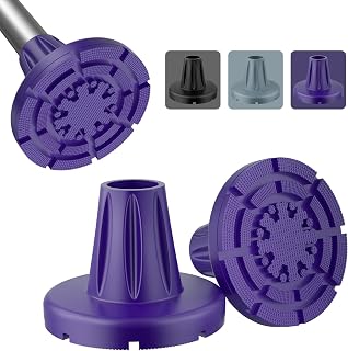 supregear Crutch Tips 7/8 in (22 mm), Anti-Slip Rubber Tips All Terrain, Heavy Duty Extreme Grip Replacement Feet Caps for Walking Stick, Wide Crutch Accessories Base with Metal Insert, 2-Pack, Purple