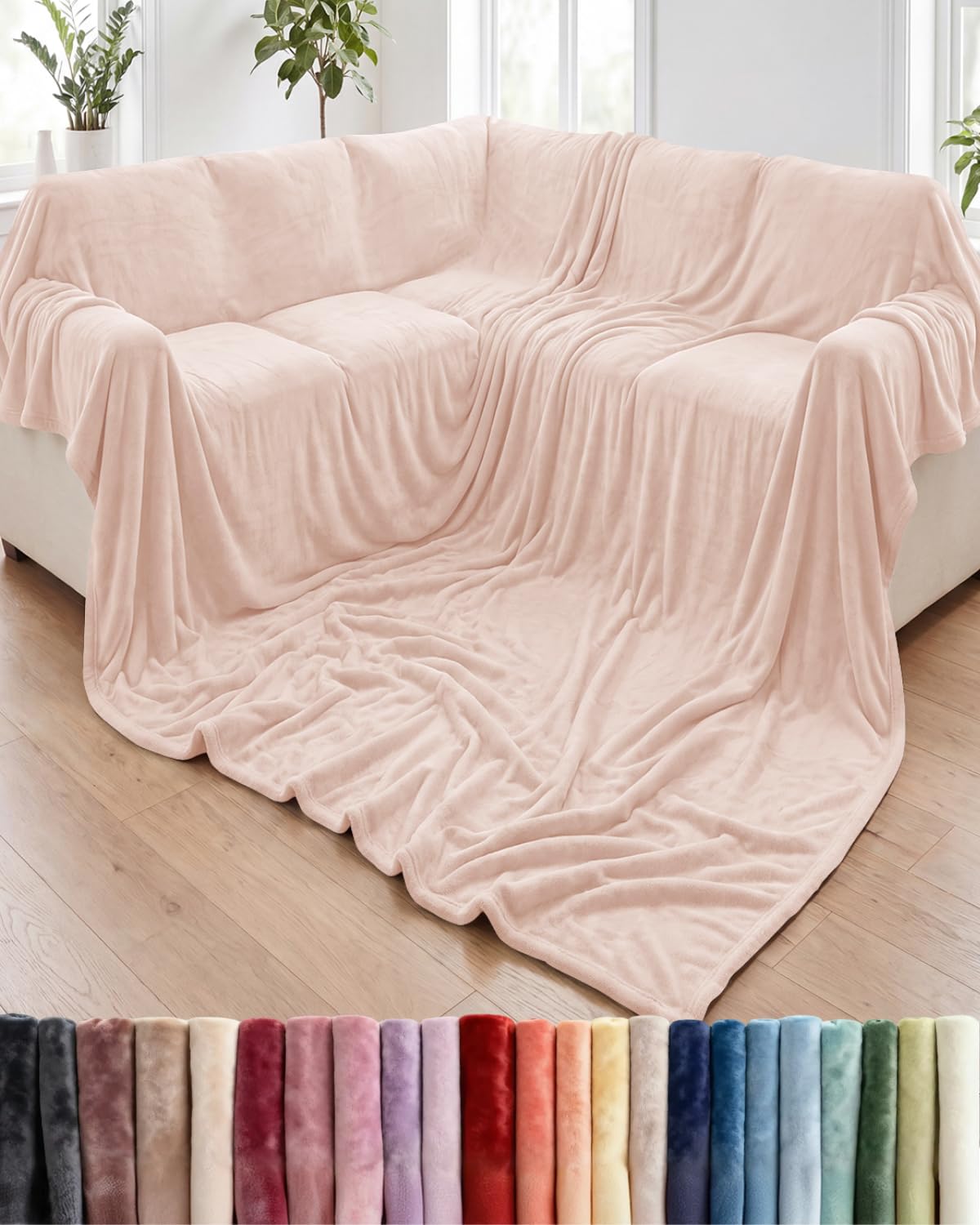 Fleece Blanket Giant 120" x 180" - Ultra-Soft Flannel Throw - Rosewater