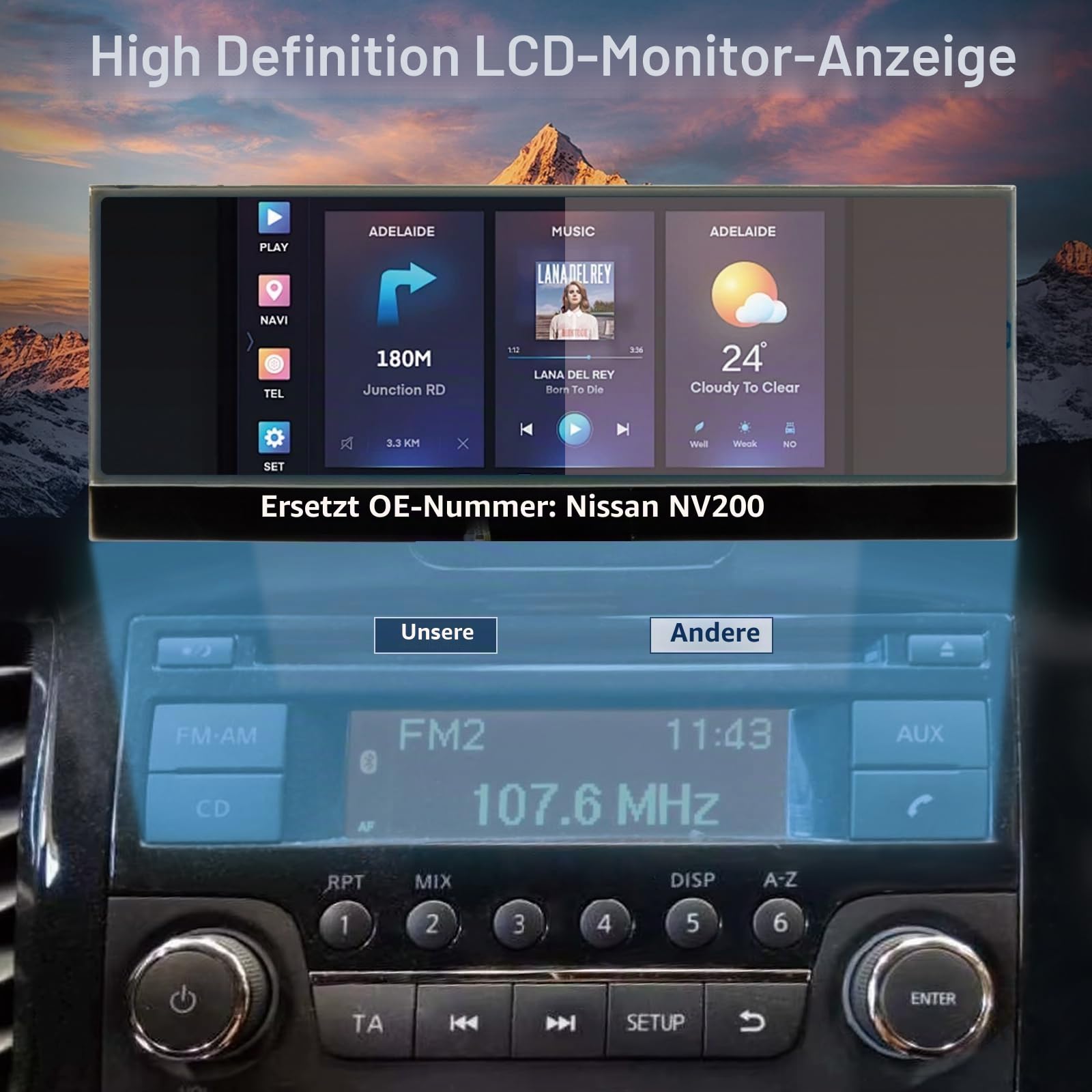 NV200 Autoradio LCD Bildschirm für Nissan, für Qashqai, Juke, für Micra, für Navara NV200 86KK2U00SC975YHH13FFO Radio Player LCD Display