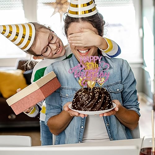 Miniatura 10 de Decoración para tartas de cumpleaños número 62 con purpurina rosa, decoración de pastel de fiesta de cumpleaños de 62 años, suministros de fiesta de