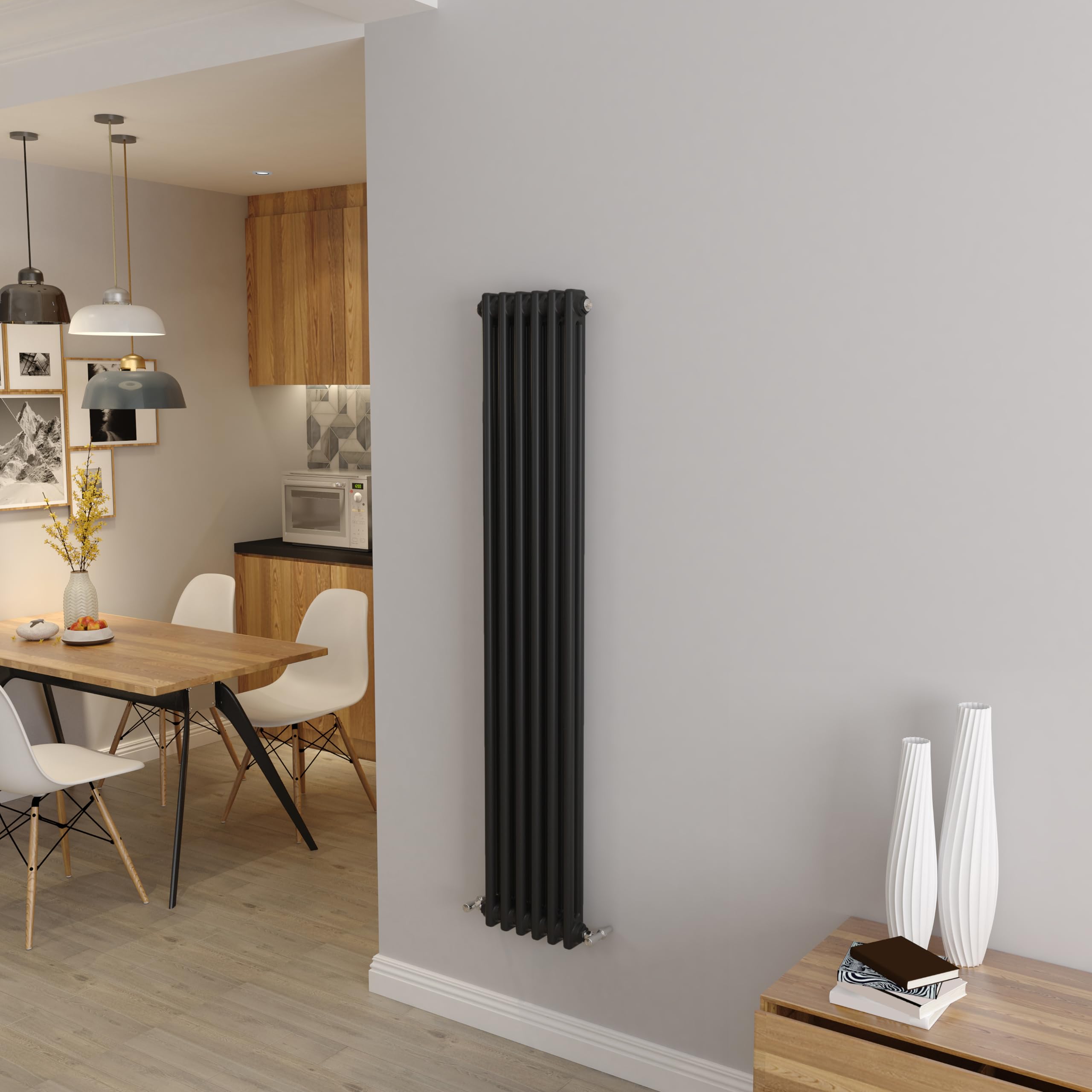 Biubiubath Black 1500x290mm Tall Cast Iron Vertical Double Column Traditional Central Heating Horizontal Radiators โ image 1