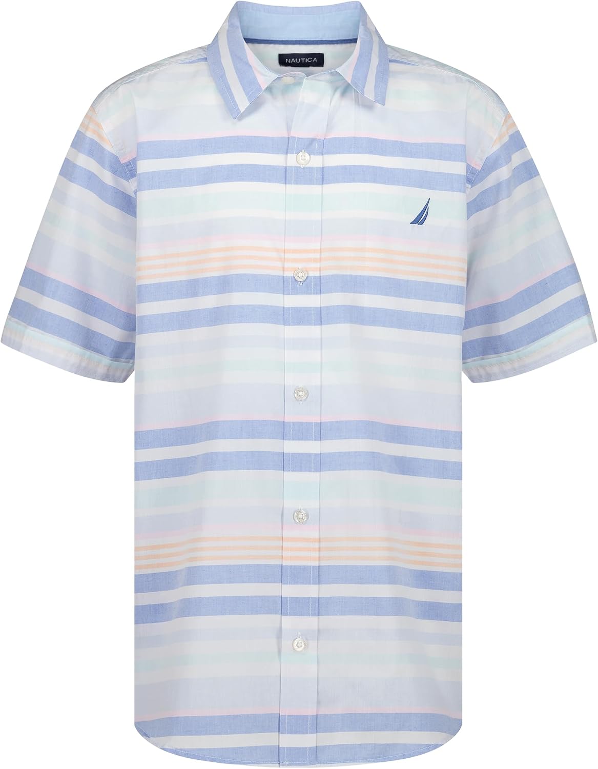 Nautica Boys Short Sleeve Woven Button-Down Shirt. Light Weight & Breathable