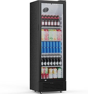 Electactic Commercial Beverage Refrigerator, 9 Cu. Ft. Drink Fridge, Display Refrigerator with Glass Door & 4 Adjustable Shelves,for Shops,Restaurants,Bars