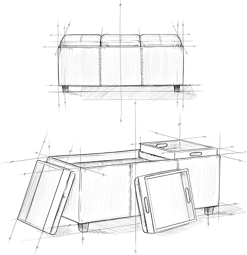 Miniatura 340 de Otomana rectangular de almacenamiento de cuero sintético Simpli Home Avalon., Cuero, Marrón Azul,Marrón Chocolate,Cloud gris,Gris oscuro,Azul