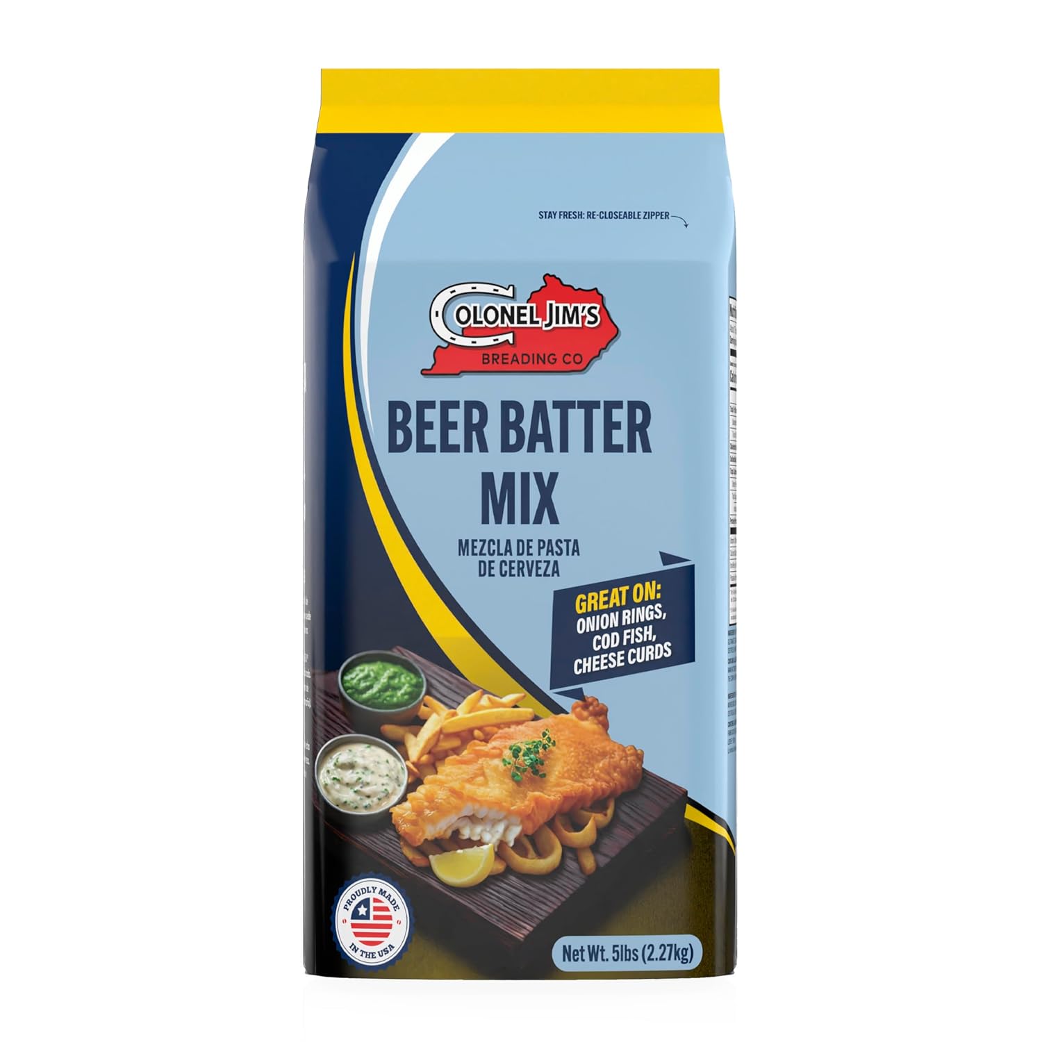 Colonel Jim's Beer Batter Mix, 5 lb Bags (Case of 6) - Classic Coating for Fish, Shrimp & Vegetables - Professional Restaurant-Quality - Made in USA