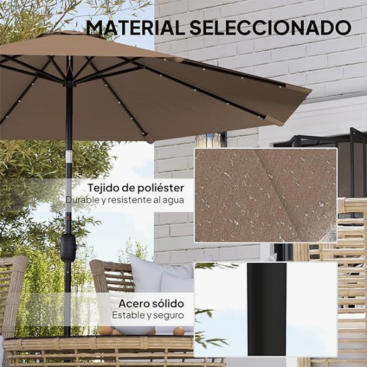 Ombrellone da Spiaggia Antivento Parasole da Esterno Ombrellone da Giardino Inclinabile con Manovella Ombrellone da Balcone Sonnenschutz Green with Base 3m