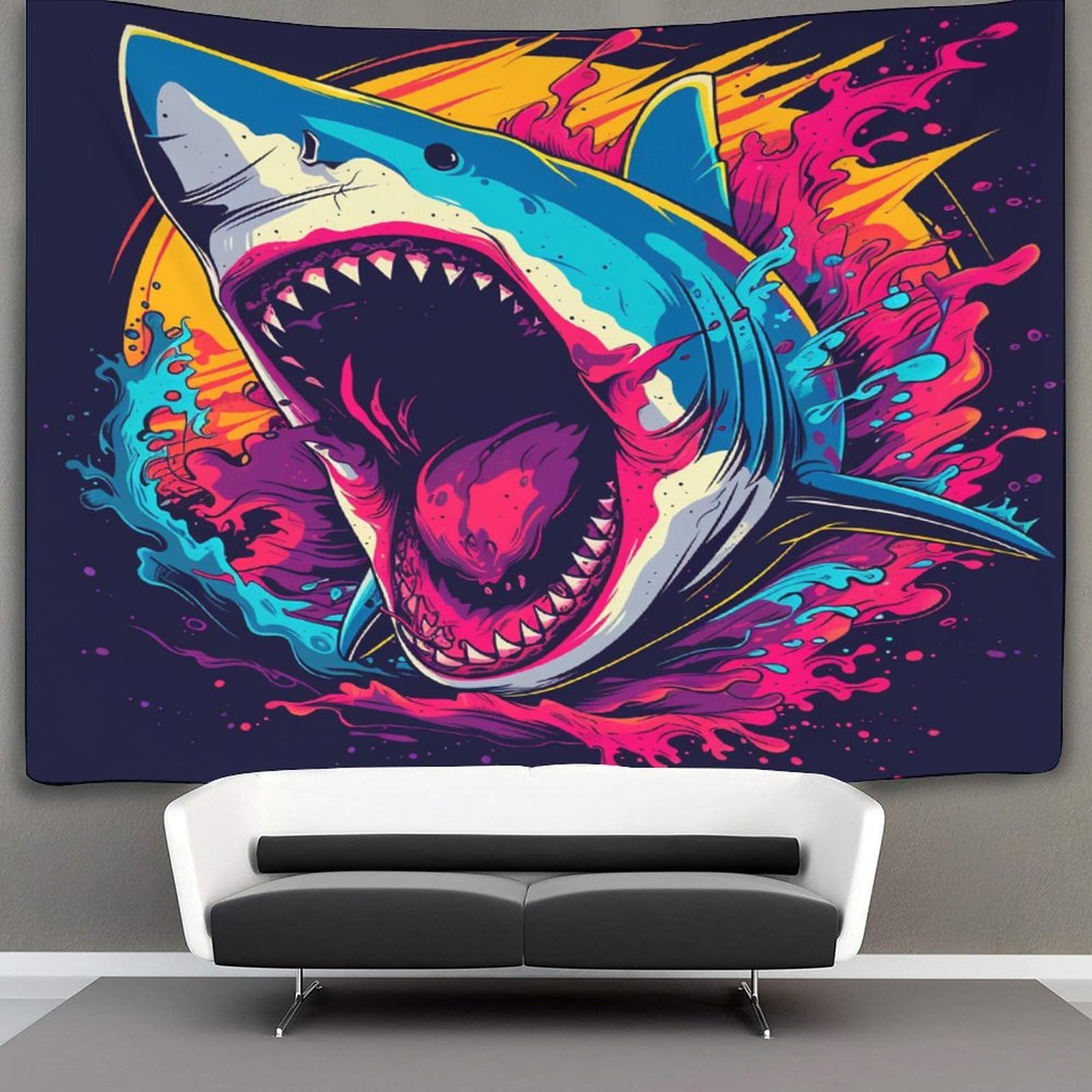 kaiyun Shark Attack Tapestry Bedroom Aesthetic Indie Wall Room Decor Animal Wall Hanging,Wall Art 100cmx150cm