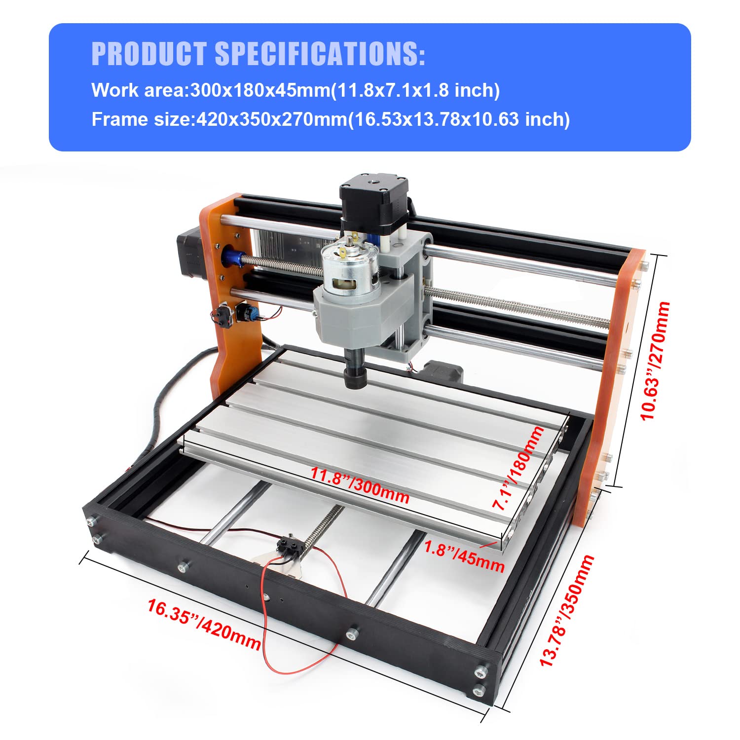 RATTMOTOR CNC freesmachine3018-Pro, 3-as frees graveermachine GRBL verspreiding, 3018-Pro CNC Router, 4G USB Flash Drive, werkgebied 300x180x450mm voor PVC PCB houtsnijdingen DIY-graveur RATTMOTOR CNC freesmachine3018-Pro, 3-as frees graveermachine GRBL verspreiding, 3018-Pro CNC Router, 4G USB Flash Drive, werkgebied 300x180x450mm voor PVC PCB houtsnijdingen DIY-graveur