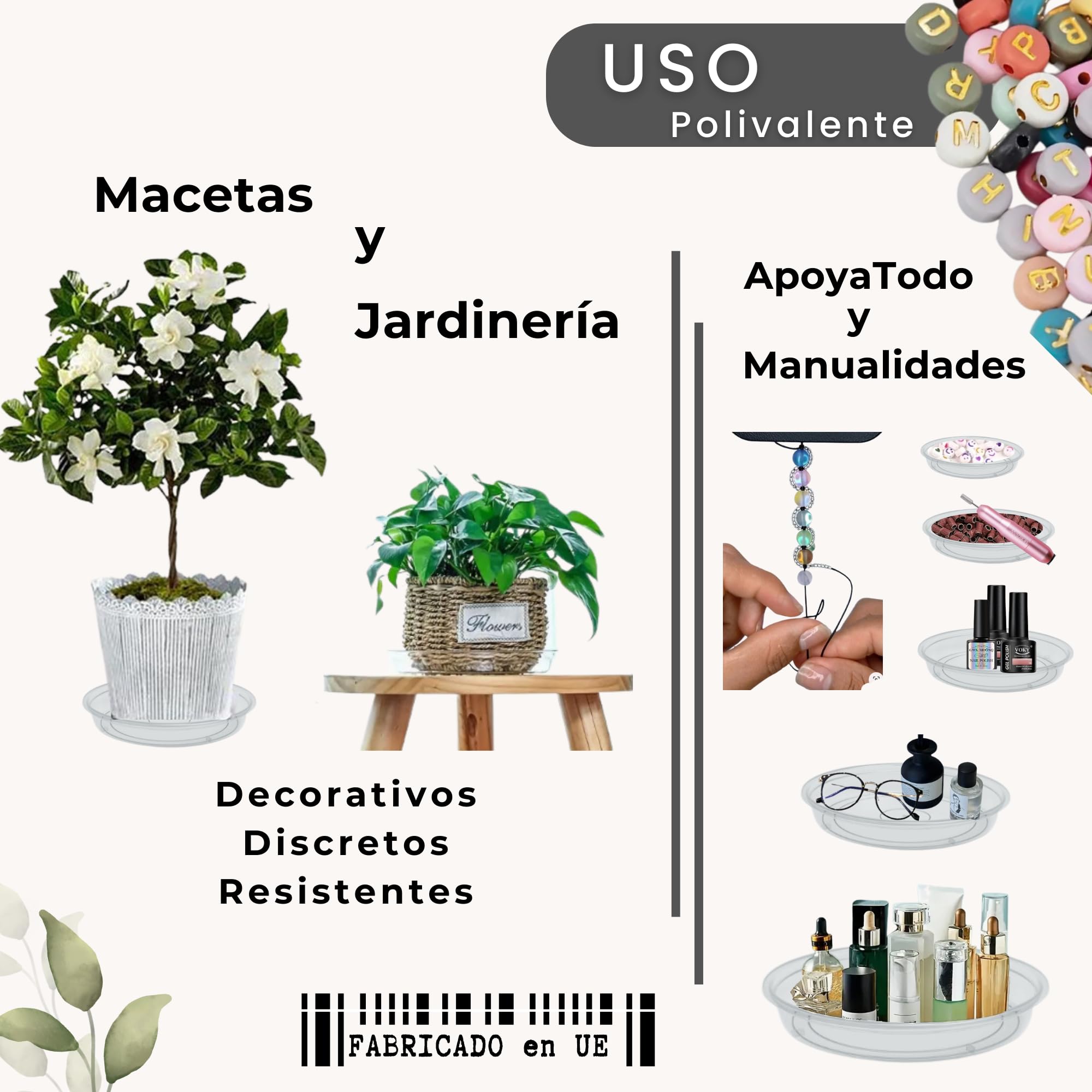 Juego 5 Platos Para Macetas 28 Cm - PP Resistente, Antigoteo, Para Interior Y Exterior