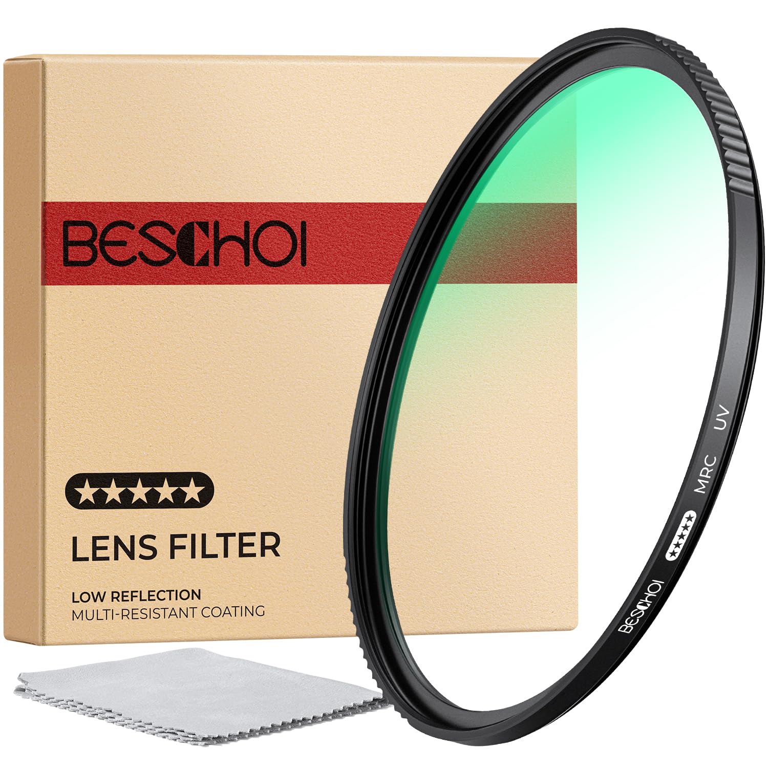 Beschoi82mm UV Protector Filter, 32-Layer Nano Coating Ultraviolet with Optical Glass Waterproof Slim Protection Lens Filters Alloy Frame (5-STAR Series)
